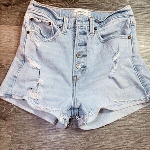 Abercrombie & Fitch Light Wash Ripped Jean Shorts